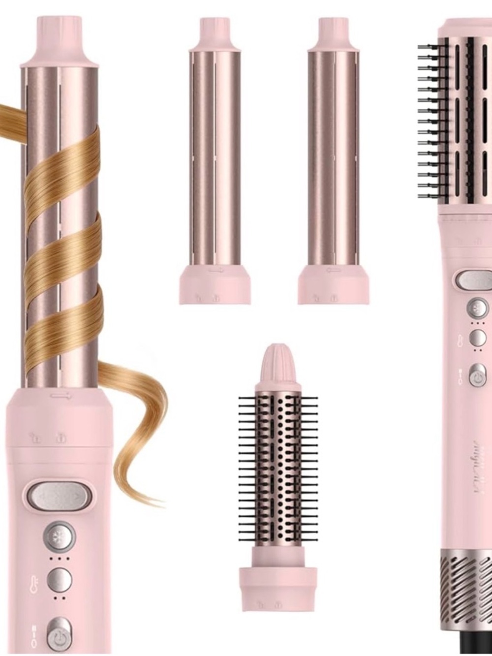 Pink 5-in-1 Multi Styler Hair Tool - Hot Air Styler Wrap / Rotating Air Styler